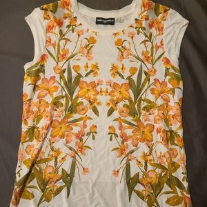 Karl Lagerfeld Sleeveless Flower Tee